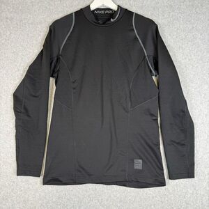 Nike Pro Mens Small Hyperwarm Fitted Athletic Pullover Shirt Black Long Sleeve